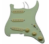 KAISH Loaded Strat SSS Golpeador precableado ST Strat Golpeador con pastillas de cerámica para guardabarros verde menta 3 capas con cubiertas y perillas color crema