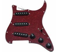 KAISH Loaded Strat SSS Golpeador precableado ST Strat Golpeador con pastillas de cerámica para guardabarros rojo perla con cubiertas y pomos