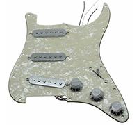 KAISH Loaded Strat SSS Golpeador precableado ST Strat Golpeador con pastillas de cerámica para guardabarros envejecido perla con cubiertas y pomos cromados