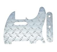 KAISH Placa de diamante de 8 agujeros Tele Golpeador con placa de metal y tornillos para guardabarros de estilo moderno americano/mexicano Telecaster plateado