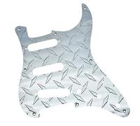 KAISH Placa de diamante de metal de 8 agujeros premium estilo vintage Strat SSS Golpeador de aluminio ST Scratch Plate para defensa americana Strat plata