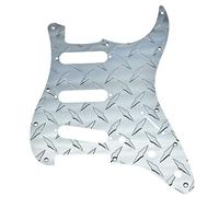 KAISH Placa de diamante de metal de primera calidad, 11 agujeros, ST Strat SSS Golpeador de aluminio anodizado para guardabarros estadounidense/mexicano Strat plateado