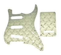 KAISH Placa de diamante premium de 11 agujeros ST/Strat SSS Golpeador de aluminio con placa trasera Tremolo Trem cubierta para defensa americana/mexicana Strat Gold