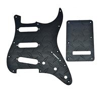 KAISH Placa de diamante premium de 11 agujeros ST/Strat SSS Golpeador de aluminio con placa trasera Tremolo Trem cubierta para defensa americana/mexicana Strat negro