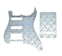 KAISH Placa de diamante premium de 11 agujeros Strat HSS Golpeador de aluminio y placa trasera Tremolo Trem cubierta con tornillos para defensa americana/mexicana Strat plateado
