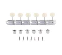 KAISH Pure Vintage Tuners - Clavijas de afinación de guitarra con poste dividido para Strat/Tele/Jaguar, perilla ovalada de plástico blanco envejecido para zurdos, cromado