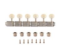 KAISH Pure Vintage Tuners - Clavijas de afinación de guitarra con poste dividido para Strat/Tele/Jaguar, perilla ovalada de plástico blanco envejecido, para zurdos, níquel envejecido/reliquia