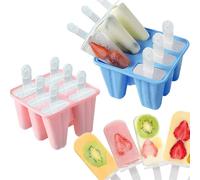 Kaishuai - Molde para helados (8 celdas, jugo congelado, silicona, popsicle Maker, molde para chupete helado, mini molde de hielo, 20 palitos de madera (BQL-2X6)