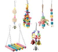 kaisudiAP 6 Piezas de Juguete de Madera para pájaros y Loros, Columpio para Masticar, Puente Colgante para Mascotas.