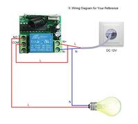 kaisudiAP Interruptor de Control Remoto inalámbrico, para Cerradura de Control electrónico, Timbre, luz de Garaje, Mini Receptor con Alta sensibilidad y señal Estable a través de