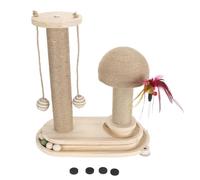kaisudiAP Poste rascador para Gatos, para Gatos de Interior, con riel de 2 Niveles, múltiples Bolas móviles, Palo para burlarse, Base Estable, Tono de Madera, diseño Compacto, (Plato Giratorio de