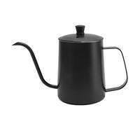 kaisudiAP Vierta sobre la tetera de café Caño largo y estrecho Cuello de cisne de acero inoxidable 304 Vierta sobre la tetera de café con goteo manual (600ML Negro con Tapa)