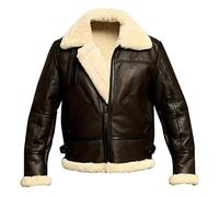 KAISUN Chaqueta Aviador para Hombre, Fuerza Piloto Aérea Abrigo Solapa Chaquetas Cuero, Invierno Caliente Outwear con Cremallera Completa (Color : Apricot, Size : XL)