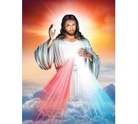 KAITAK Jesús Pintura de Diamantes por Números, Kit Completo 5D, Pintura de Puntos de Diamante Redondo, Manualidades, Decoración del Hogar, 30 x 40 cm (JS-7)