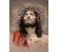 KAITAK Jesús Pintura de Diamantes por Números, Kit Completo 5D Religioso, Pintura de Puntos de Diamante Redondo, Manualidades, Decoración del Hogar, 30 x 40 cm (JS-8)