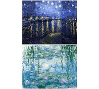 KaiTak Pintura por números para adultos principiantes, paquete de 2 kits de pintura por números para adultos sobre lienzo, pintura acrílica de Van Gogh Monet, pintura de dibujo para decoración del
