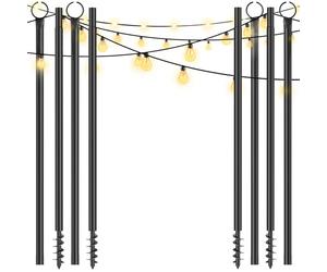 Kaitenv String Light Poles - Juego de 4 cadenas de luces para exteriores, 3,2 m, con diseño en espiral, de metal resistente a la corrosión, resistente al viento y a la intemperie, para patios