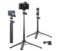 Kaitezenz - Trípode selfie para cámara Gopro, trípode extensible de 62 pulgadas con cabeza de bola de 360° tornillo de 1/4 pulgadas, trípode portátil ligero para cámara GoPro Max Hero 11, 10, 9, 8, 7,