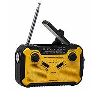 Kaito Voyager ECO Radio de emergencia KA369 AM/FM NOAA alerta meteorológica 5 vías alimentado solar receptor de radio con linterna LED y cargador USB de teléfono móvil amarillo