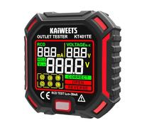 KAIWEETS Comprobador de enchufes con prueba de RCD y pantalla LCD de voltaje, indicador de tensión, 7 pruebas de cableado, medición de tensión de fuga, comprobador de enchufes 200-250 V, CAT II 300 V
