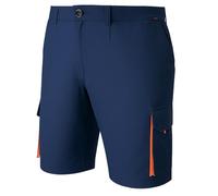 KAIXUAN - BERMUDA DE TRABAJO MULTIBOLSILLOS CON DETALLES EN CONTRASTE - PANTALÓN CORTO LABORAL PARA ALMACÉN Y MANTENIMIENTO - SERIE 8721 (FR/ES, Números, 52, 54, Regular, Regular, Azul marino -8)