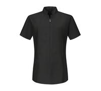 KAIXUAN - CASACA SANITARIA SEÑORA DE MÉDICA ENFERMERA DENTISTA ESTÉTICA - UNIFORME LABORAL LIMPIEZA HOSTELERÍA MANGA CORTA CON CREMALLERA - SERIE 829 (Negro -1, XXL)