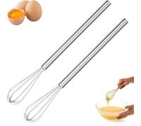 KAIYAYA 2 mini batidores de acero inoxidable de 26,5 cm con mango de acero inoxidable, pequeño batidor de calidad pequeño para mezclar, batir, batir, espumar y remover