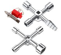 kaiyaya 2 Piezas 4 Vías Llave Multifuncional, Llave Hexagonal para Armario de Control 7 mm, 10 mm, 12 mm, 13 mm, 18 mm, Llave Cuadrada Universal de Tres Cantos, Llave Universal para Gabinete de