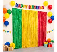 KAIYAYA 2 Piezas Cortina de Oropel Arcoíris, 1m x 2m, Lámina Arcoíris en Tres Colores, Cortinas Metálicas con Brillo para Decoraciones de Fiesta, Boda, Escenario