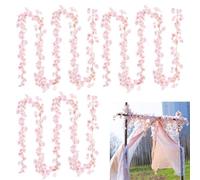 KAIYAYA 3 Piezas Guirnalda de Flores de Cerezo Artificiales Cerezo Decoracion Guirnaldas De Vid Colgante Flores Artificiales Flor de Cerezo Flores Falsas para Boda Jardín Balcón Exterior