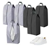 KAIYAYA 6 Piezas Bolsas para Zapatos de Viaje, Impermeables con Cremallera y Asas, Bolsa Zapatillas Deporte y Organización del Hogar (Negro y Gris)