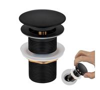 KAIYAYA DesagüE Lavabo, Pop Up Desplegable sin Rebosadero Desagüe Universal 66mm X G11/4 Válvula para Clic Clac, Fácil Instalación para Baño y Aseo Fregadero Lavabo, (Negro Mate)