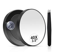 kaiyaya Espejo de Aumento 40x Espejo de Aumento pequeño con Ventosa y Pinzas Espejo de Maquillaje como Espejo de Viaje para Maquillaje Afeitado Uso de Lentes de Contacto