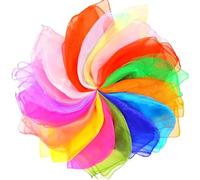 kaiyaya Pañuelos de Colores,20 Piezas Pañuelos de Malabares,60 x 60 cm Bufandas Malabares,Multicolores Ultraligera para Danza Sensorial Espectáculo Fiestas Infantiles y Juegos