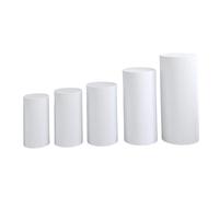 KAIYUEMAOYI 5 Piezas Cubiertas Cilíndricas para Pedestal de Postres Manteles de Poliéster Reutilizable para Decoración de Mesa Adecuadas para Fiestas Bodas Banque, Blanco
