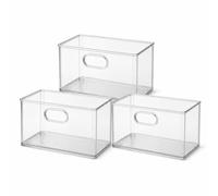 KAIYUEMAOYI Caja Almacenamiento Transparente Apilable para Libros Escritorio, para cuentos - para revistas, Extra Grande (35x25x15cm)