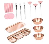 KAIYUEMAOYI Juego de 20 Piezas de Acero Inoxidable Que Incluye para Mezclar, Brochas para Mascarillas Faciales, Esponjas, Accesorios Y Organizador. Ideal Pa, Oro Rosa