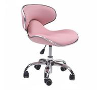 KAIYUEMAOYI Silla de Belleza Ajustable con Base Metálica Resistente y Tapizado en Cuero Sintético Taburete Giratorio Profesional con Respaldo Ergonómico y Altura, Rosa