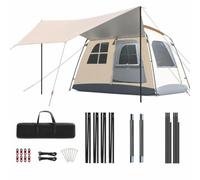 KAIYUEMAOYI Tienda campaña Familiar Plegable para Camping 3 Estaciones con toldo y Amplio Espacio para 6-8