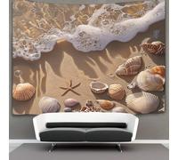 kaiyun 100cmx150cm Tapiz Playa Scene Tapices Arena y conchas Impresión 3D Decoraciones Para El Hogar Colgar En La PaRojo