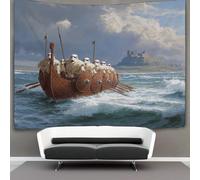 kaiyun 130cmx150cm Tapiz Barcos vikingos navegando por las aguas del noreste de Inglaterra Tapices Impresión 3D Decoraciones Para El Hogar Colgar En La Pared