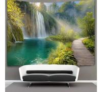 kaiyun 130cmx150cm Tapiz Una magnífica cascada, un lago verde esmeralda Tapices Impresión 3D Decoraciones Para El Hogar Colgar En La Pared