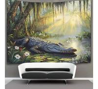 kaiyun 180cmx230cm Tapiz Cocodrilo en pantano Tapices Pintura de Paisaje l Impresión 3D Decoraciones Para El Hogar Colgar En La Pared