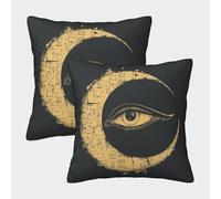 kaiyun 2 Paquetes 40x40cm.Contorno de la Luna Funda De Almohada Cuadrada Decoración del Hogar Ojo con Cremallera Invisible para Sofá,Coche Y Dormitorio