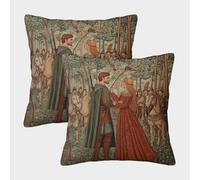 kaiyun 2 Paquetes 40x40cm.Robin Hood en el Bosque Funda De Almohada Cuadrada Decoración del Hogar Chica Pelirroja cazando multitudes con Cremallera Invisible para Sofá,Coche Y Dormitorio