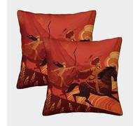 kaiyun 2 Paquetes 45x45cm.Ilustraciones de la Guerra de Troya Funda De Almohada Cuadrada Decoración del Hogar con Cremallera Invisible para Sofá,Coche Y Dormitorio