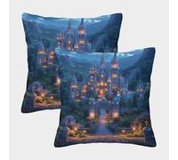 kaiyun 2 Paquetes 45x45cm.Magnífica Arquitectura Funda De Almohada Cuadrada Decoración del Hogar Castillo con Cremallera Invisible para Sofá,Coche Y Dormitorio
