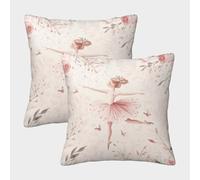 kaiyun 2 Paquetes 50x50cm.Chica de Ballet Bailando Funda De Almohada Cuadrada Decoración del Hogar Pastel Estilo de Arte Floral con Cremallera Invisible para Sofá,Coche Y Dormitorio