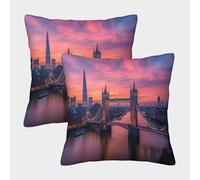 kaiyun 2 Paquetes 50x50cm.Puente en Londres Funda De Almohada Cuadrada Decoración del Hogar con Cremallera Invisible para Sofá,Coche Y Dormitorio