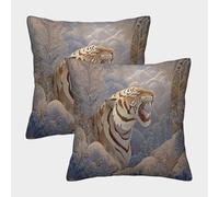 kaiyun 2 Paquetes 50x50cm.Tigre Feroz en el Bosque Funda De Almohada Cuadrada Decoración del Hogar con Cremallera Invisible para Sofá,Coche Y Dormitorio